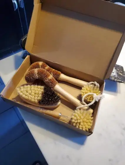 Eco Friendly Long Handle Kitchen Pan Pot Bamboo Cleaning Brush With Replaceable Head