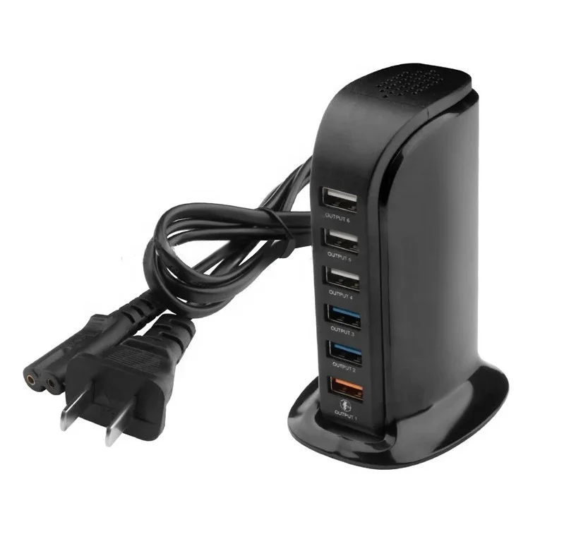 2021 Hot Selling Quick Charge 3.0 USB Wall Charger 6 Ports Desktop For Mobile Phone
