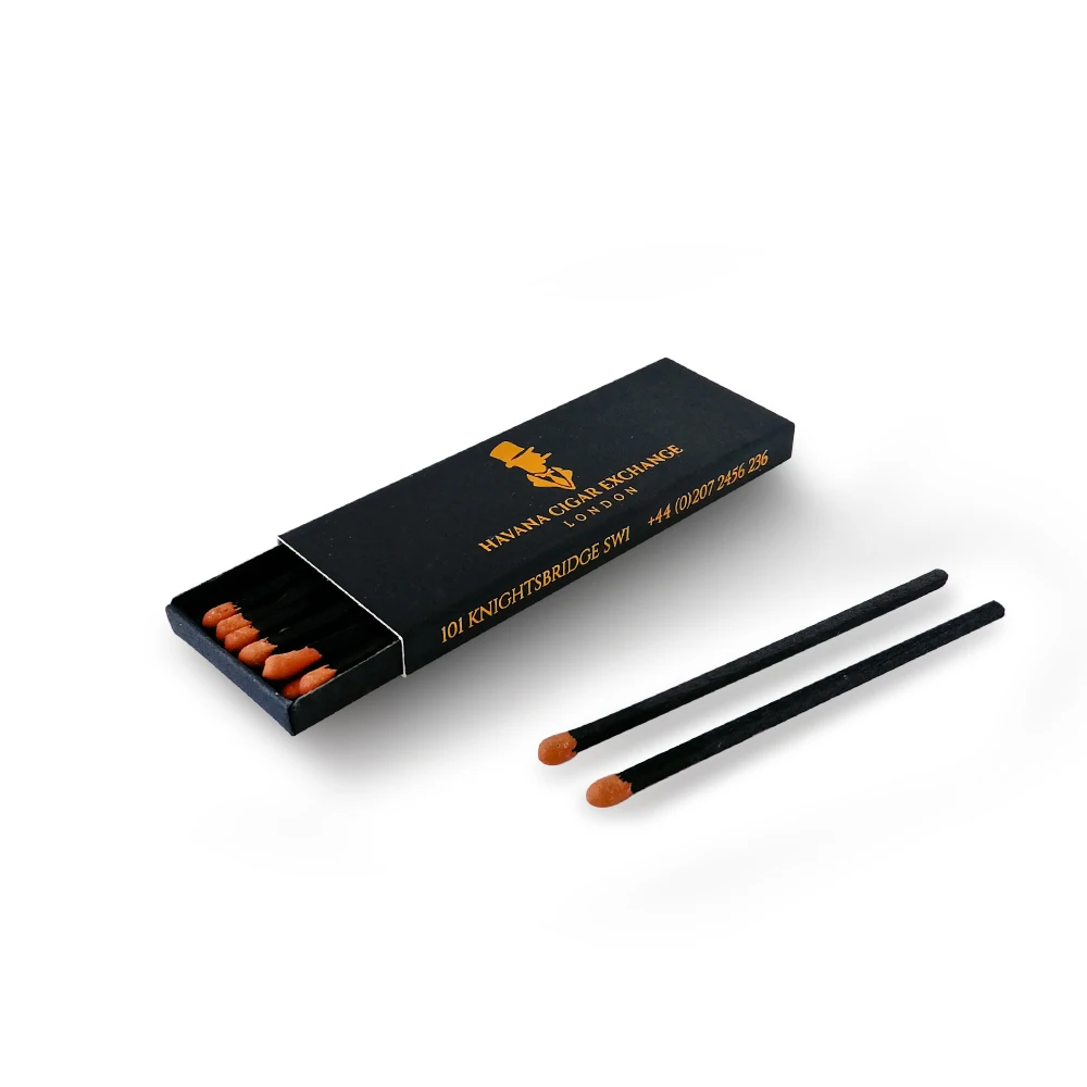 
High quality safety custom cigar matches wholesale matchboxes luxury black matchsticks 