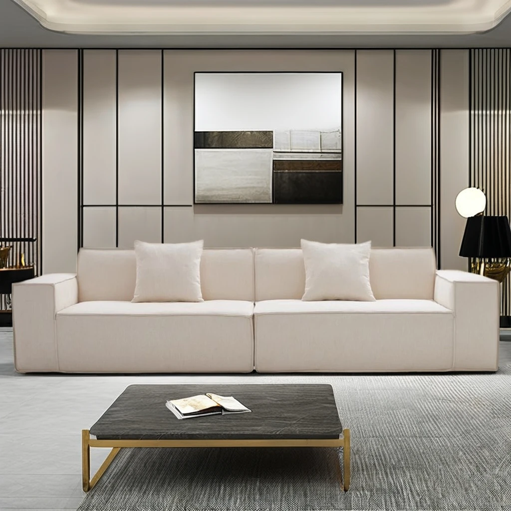 Italian science and technology fabric tofu block sofa minimalist modern straight compression sofa combination of three people