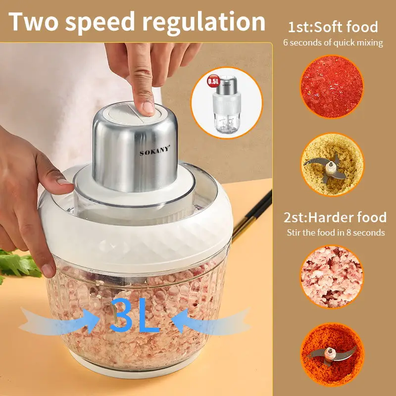 Premium Brand RAF Sokany Grinder Change Speed Gear Box Smooth Running Low Noise And Strong Chopping Meat Blender
