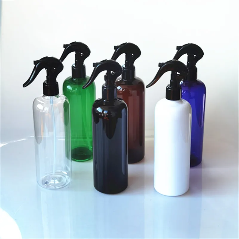 Trigger Mist Sprayer Empty Refillable 100ml 200ml 250ml 300ml 500ml Amber Black Pet Round Plastic Toner Liquid Spray Bottle