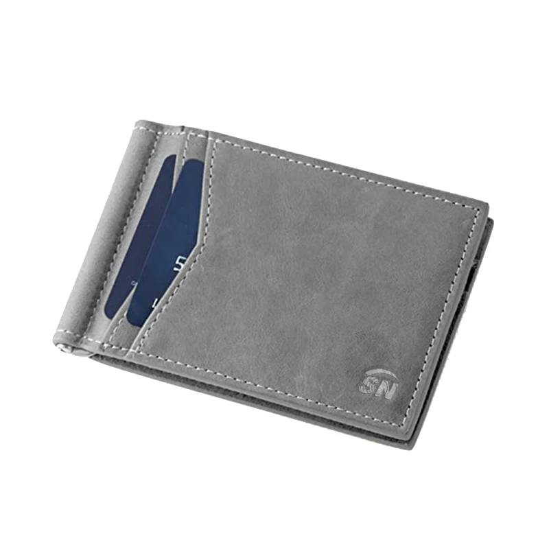
Factory Wholesale Business Travel Waterproof RFID Genuine Leather Men Money Clip Card Wallet With Double Flap Design 
