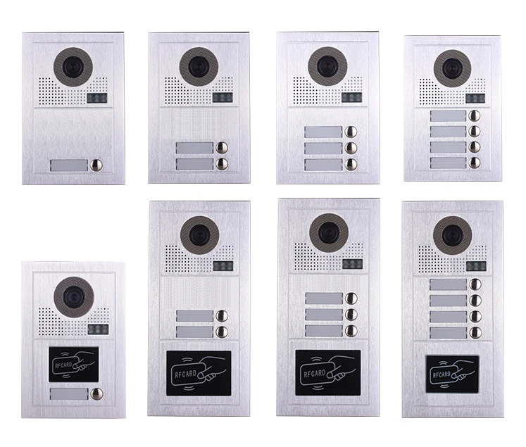 2 wire 7 inch multi apartments video intercoms with 8 buttons for 8 family video door phone  apartment building