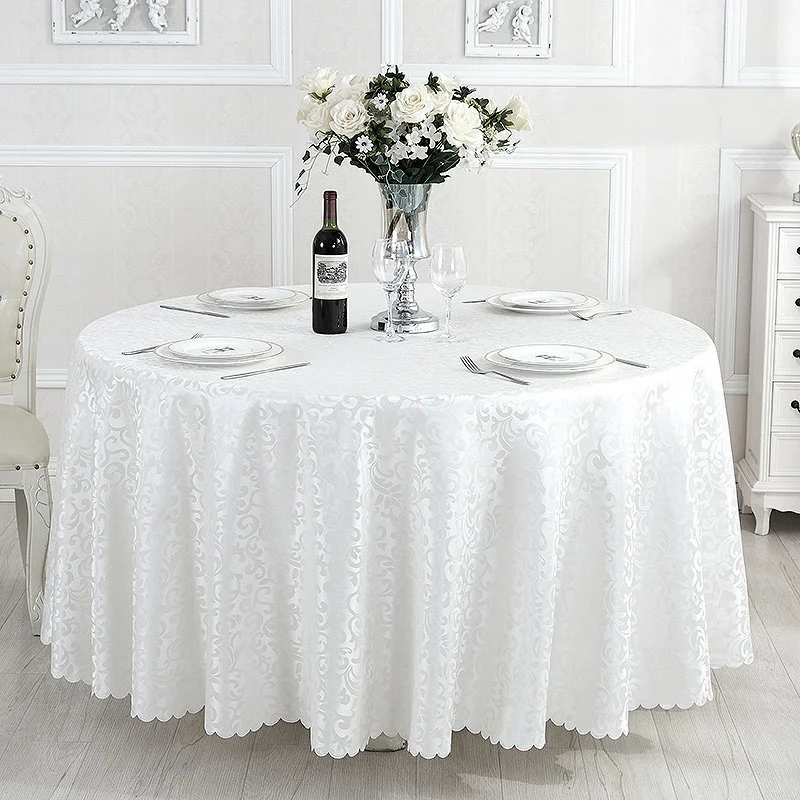 Wholesale Polyester Jacquard Birthday Banquet 132 Inch Round Tablecloth for Wedding Party Handmade Opp Bags 100% Polyester Solid