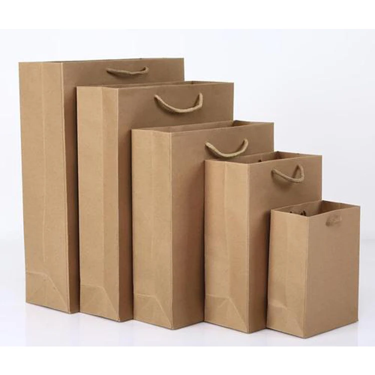 High quality custom logo printed rope handle paper bag paper shopper kraft clothes shopper with rope handle