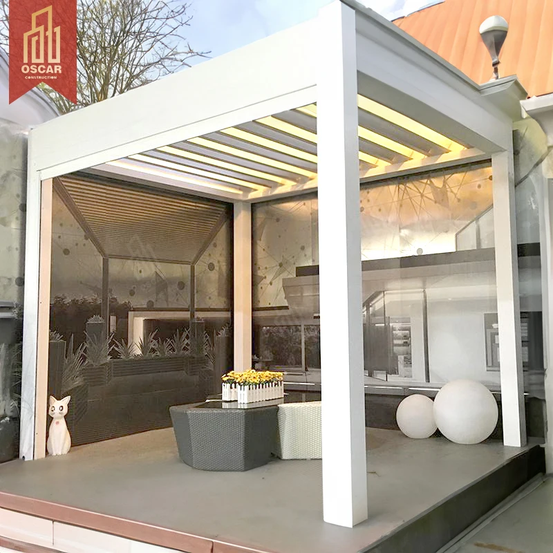 Подгонянный водонепроницаемый электрический навес Pergola Bioclimatique алюминиевый выдвижной ПВХ на крыше балкона Pergolas моторизованный световой люк
