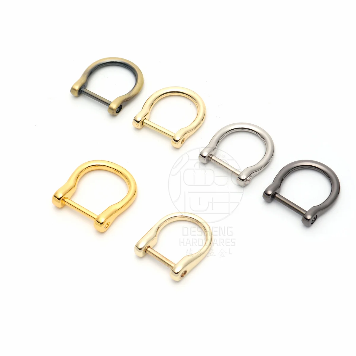 16mm Handbag Accessories Metal Screw D Ring Zinc Alloy U Shape D Ring For Belt Strap