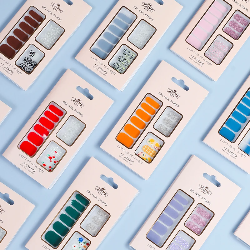 Rosalind real nail polish strips set soft nails self adhesive semi cured gel nail tips sticker uv wraps short design gel strips