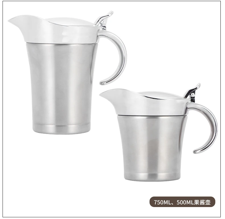 Gravy jug 750ml Insulated Gravy Boat Double Wall Stainless Steel Sauce Pot Jug with Spout for home kitchen tool