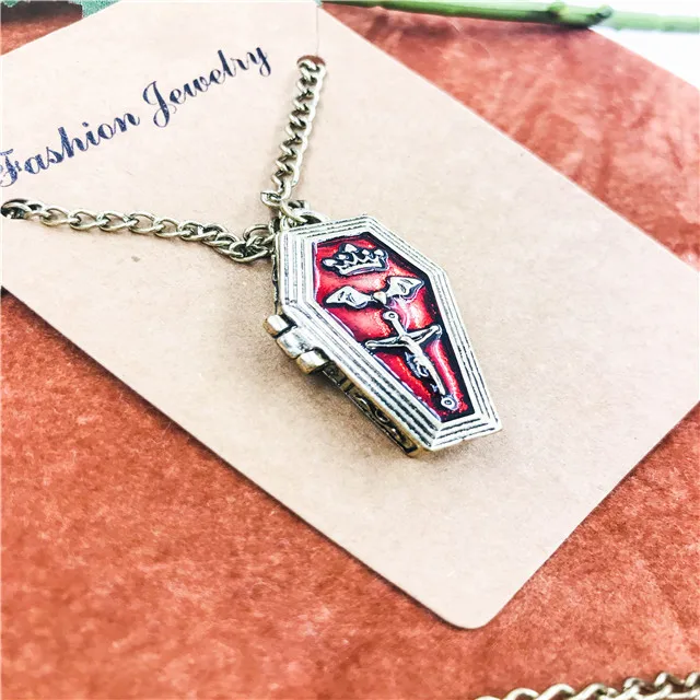
Factory Price Jewelry Wholesale China Fashion Punk Style Personalized Red Coffin Pendant Necklace For Unisex 