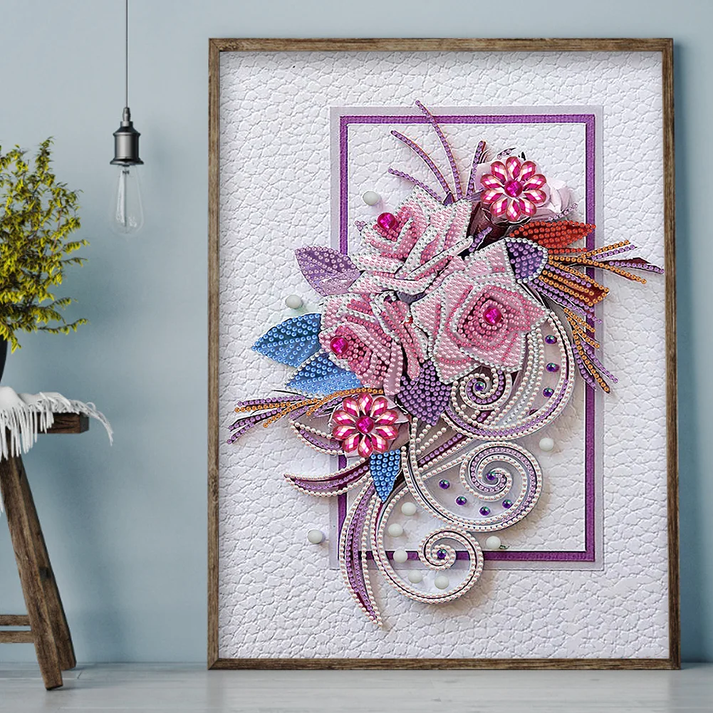 new style 30*40cm 3D DIY Flower Partial Drill Shaped Diamond Painting Home Decoration Gift Hanging Wall Acrylic  Painting