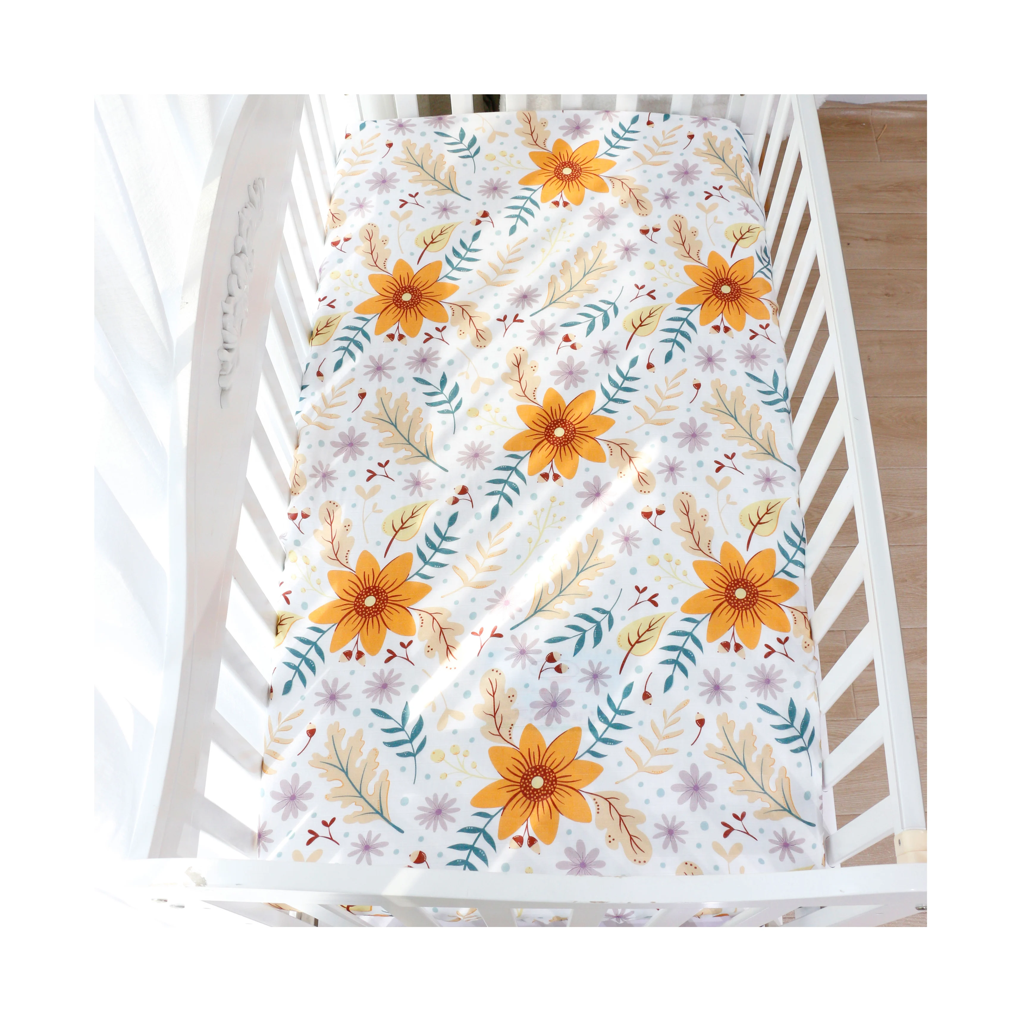 Breathable Moisture Absorption Bassinet Bed Sheets Skin-Friendly Proper Warm Custom Organic Cotton Crib Sheet For Boys Girls