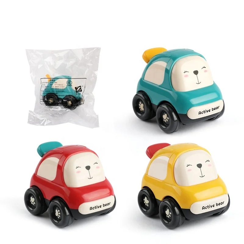 Cartoon Mini Car Toys for Baby Boys Soft Rubber Animal Racing Cars Cute Montessori Toy Newborn Infant Early Education Xmas Gifts