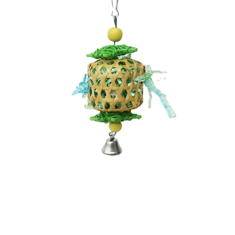 2023 New Parrot Supplies Bird Toys Vine Weaving Paper Silk Wood Bite Relief Toys Ring Five Point Star Tear String