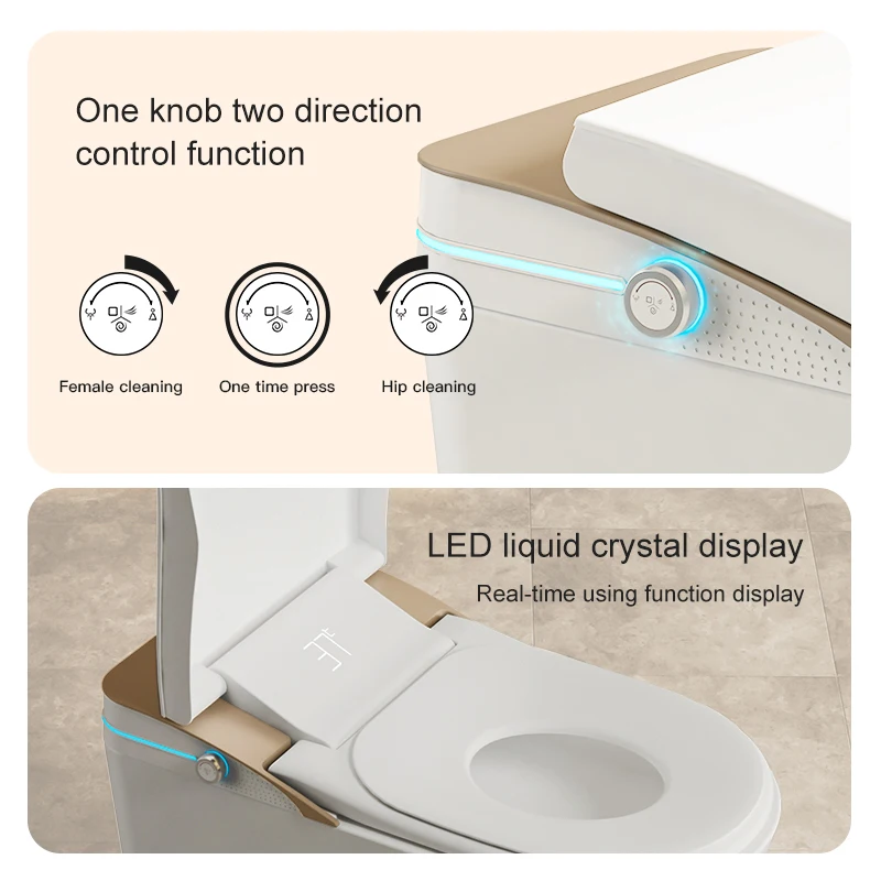 New Model Japanese Black Bidet Smart Toilet Dual Flush Siphon Flush Luxury One Piece Toilet