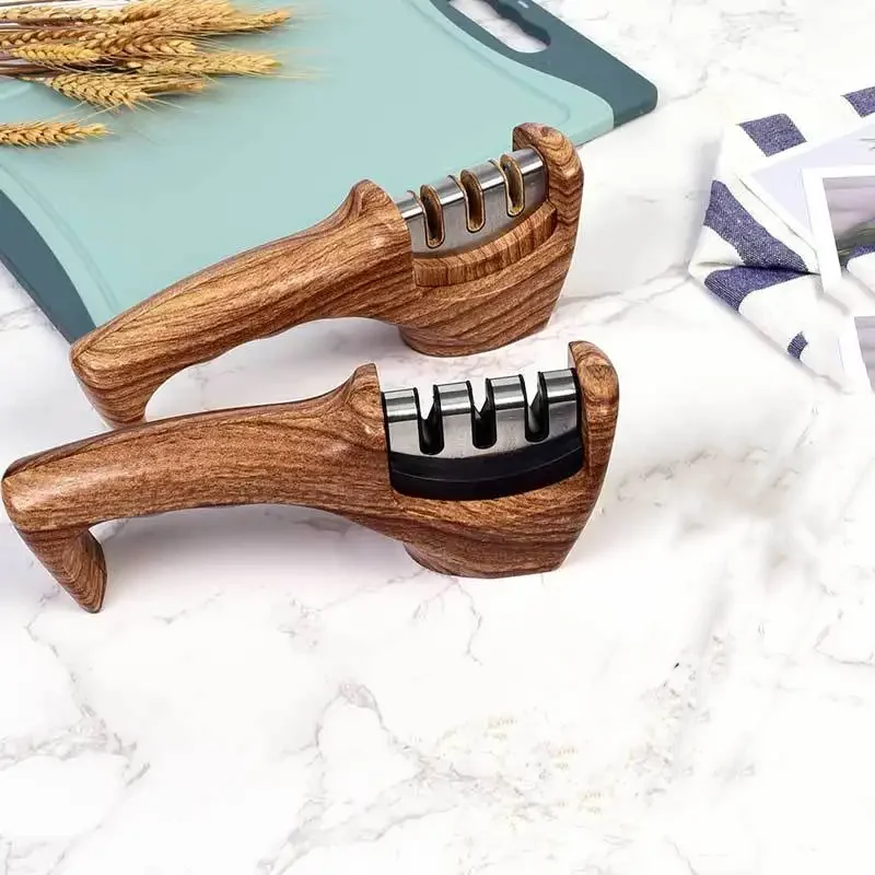 Handheld three-section wood grain covering sharpener household professional diamond knife sharpener fast fixed
