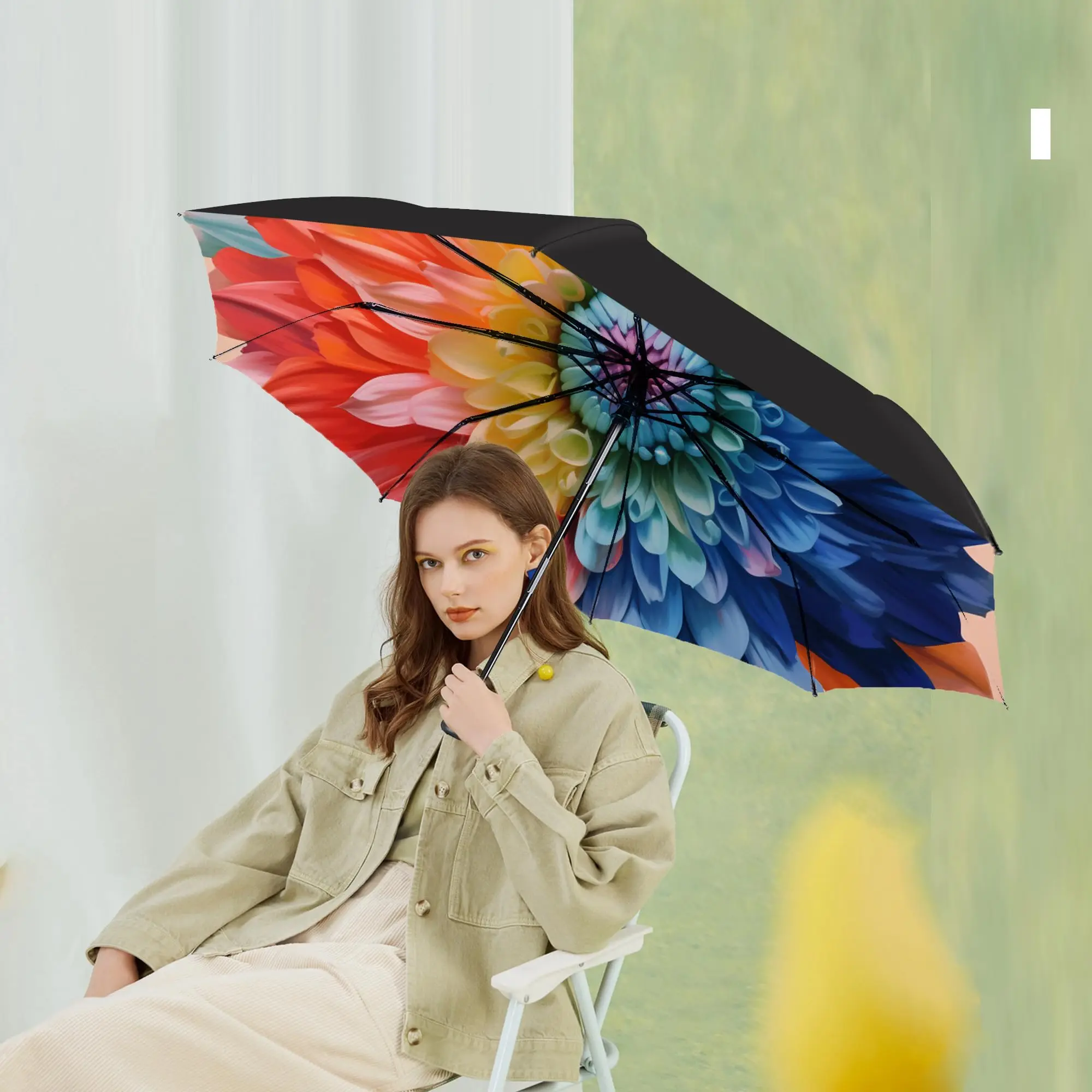 Promotional Custom umbrella head Mini 3 Fold quality Umbrellas with logo Digital printing umbrella for women