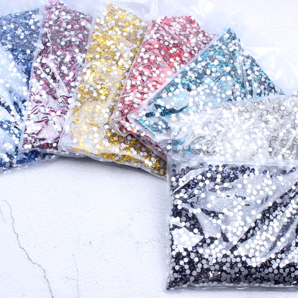 Wholesale Super Glitter SS4 14400PCS Crystal Stones Flat Back Nail Rhinestones 3D Non HotFix Nail Art Decorations Glass Manicure