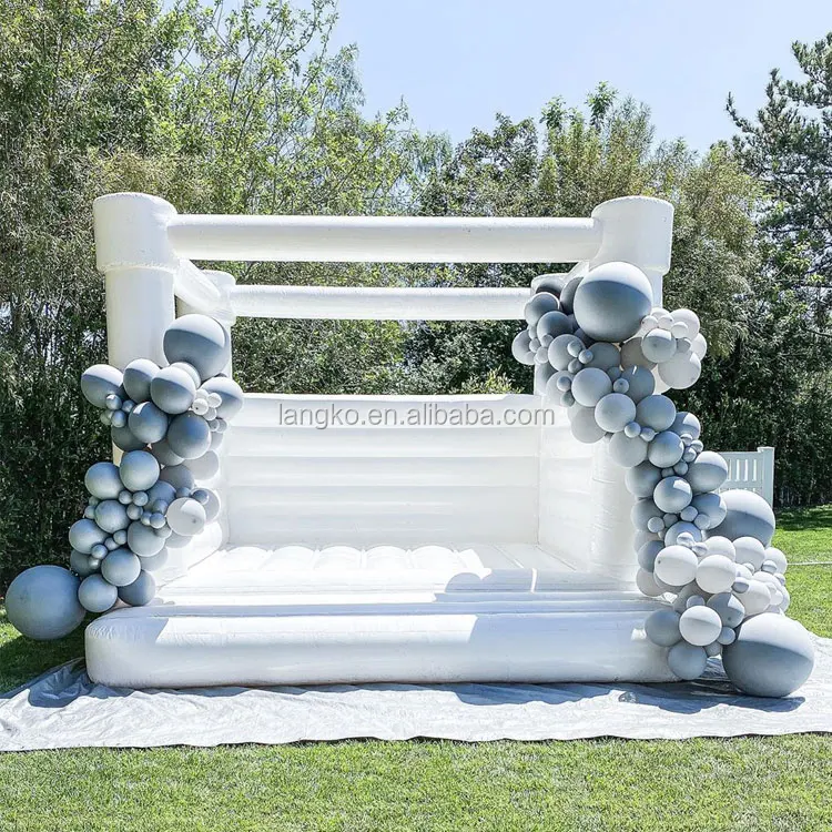 
Commercial inflatable white wedding bounce house moonwalk bouncy castle for party  (1600158785795)