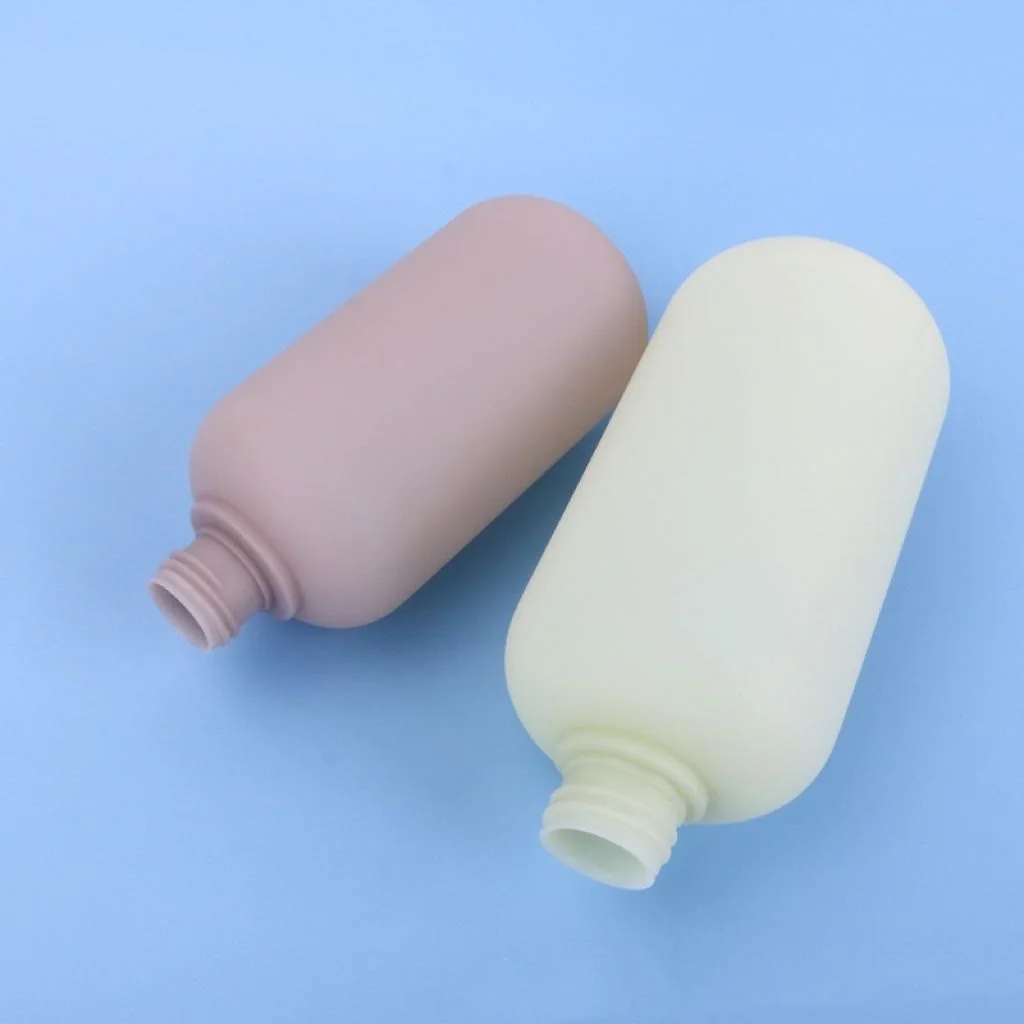 Plastic soft touch HDPE bottle body lotion shower gel shampoo bottle with flip top cap in set