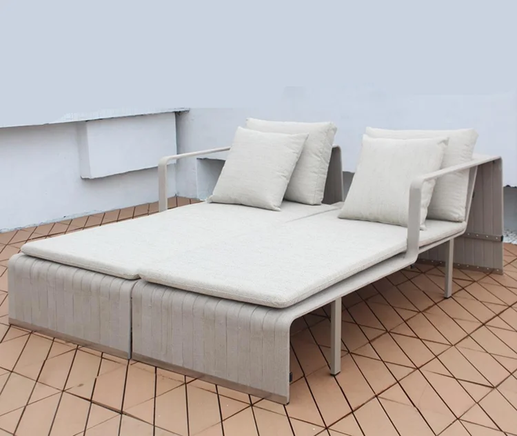 Garden day bed aluminium frame outdoor garden furniture patio rope wrapped swimming pool sun lounger