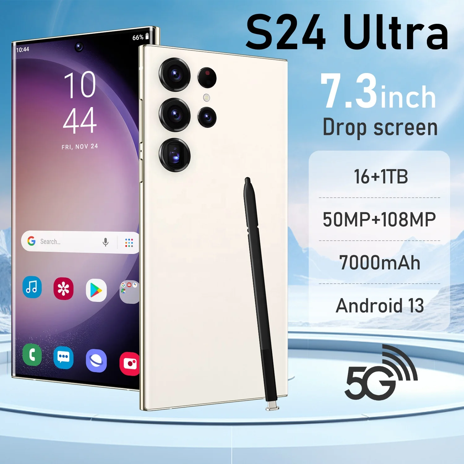 Оригинальный мобильный телефон S24 Ultra 16GB + 1TB смартфон 7 дюймов Android 13 разблокированные Двойные карты 5G телефоны мобильные
