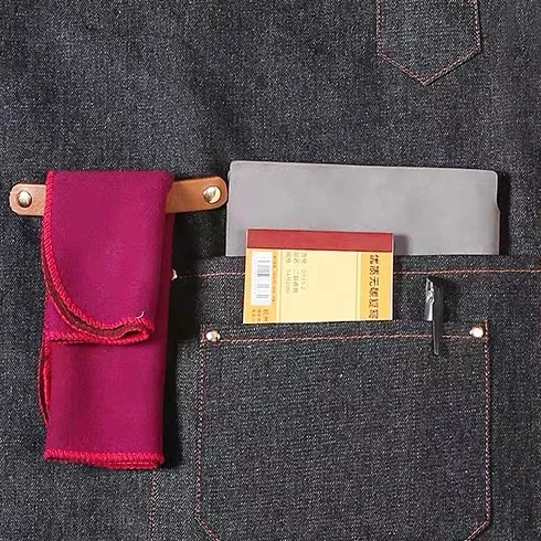 hot sale barista apron black bartender apron customized logo long sleeve  eating apron