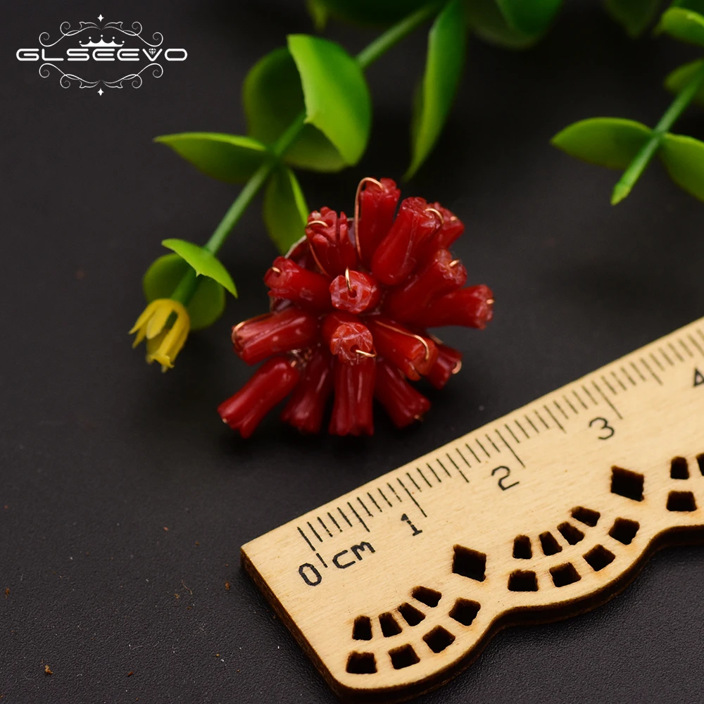 Handmade Natural Red Sea Bamboo Coral 925 Sterling Silver Stud Earrings For Women Wedding Party Luxury Jewellery
