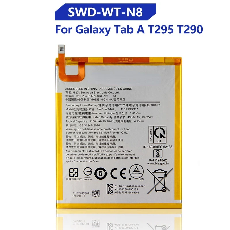 Replacement Battery SWD-WT-N8 For Samsung Galaxy Tab A T295 T290 Tablet Battery 5100mAh Original Repair Parts Tested