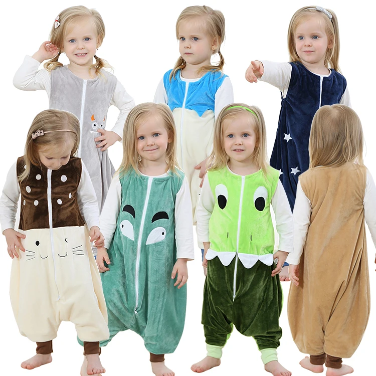 MICHLEY Autumn Wearable Sleeveless Cartoon Grils Pajama Combinations