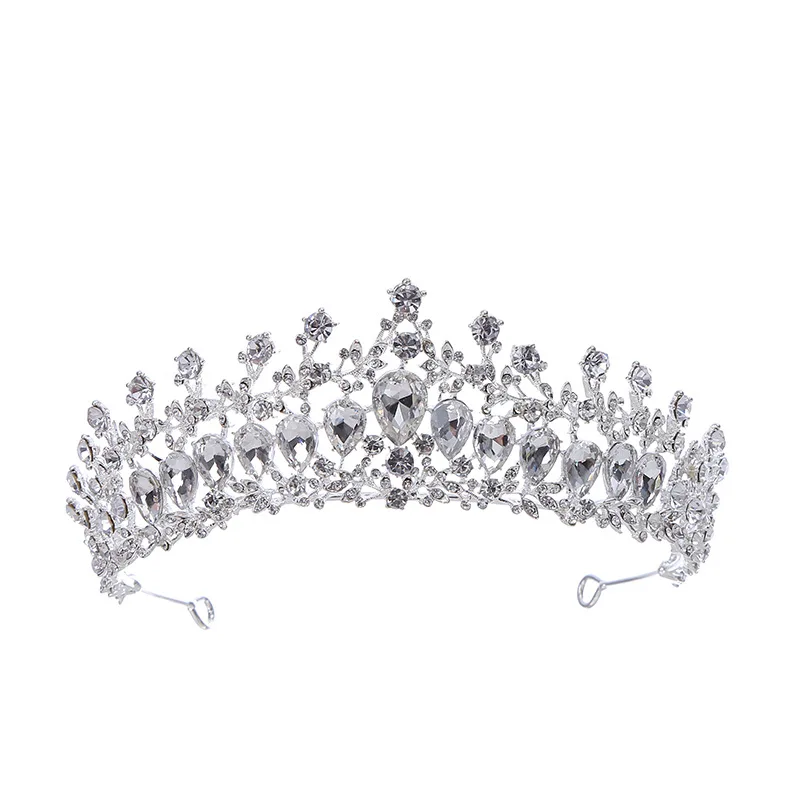 Wedding Bride Crown Rhinestone Pearl Feather Crown Tiaras Wedding Hair Accessories Bride Headpieces Gold Headdress Princess