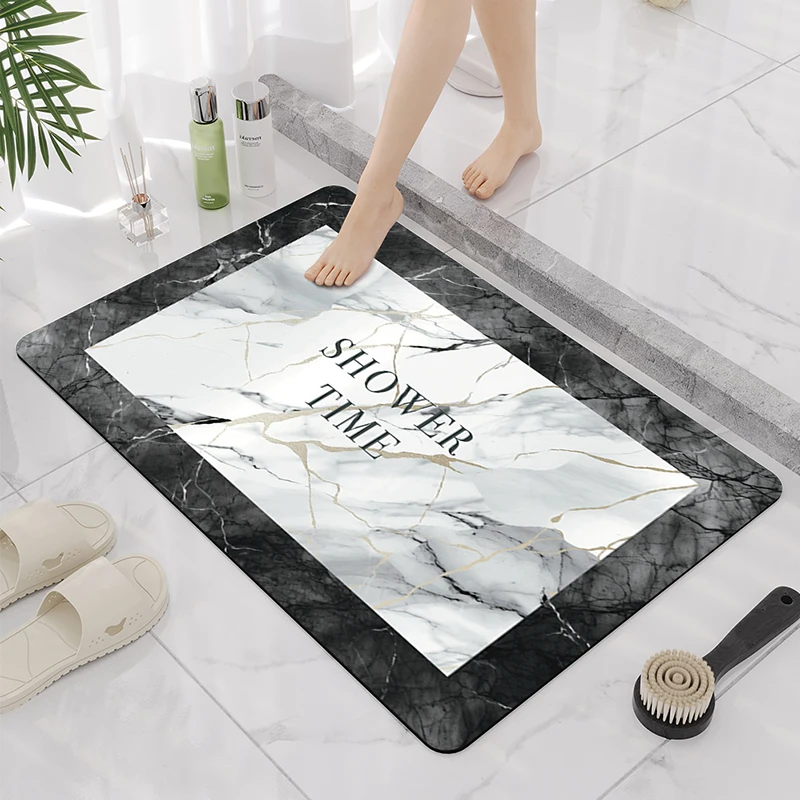 Non Slip Water Absorbent Rugs Custom Rubber Door Mats Diatom Mud Bathroom Floor Mat Anti Slip Diatomite Bath Mat