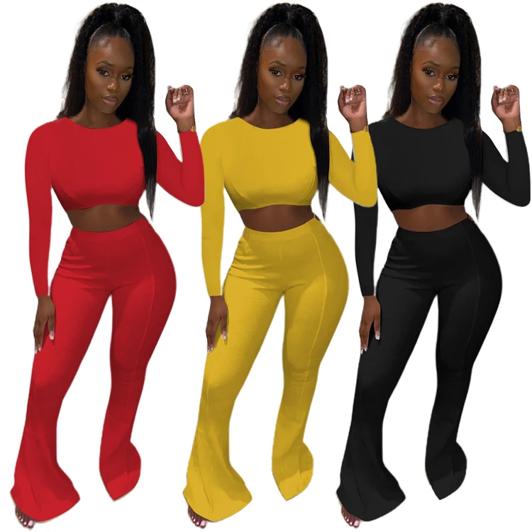 
 Amazon New Fall and Winter Clothes Women  2 Piece outfits Sexy Solid Color Long Sleeve Two Piece Set Women Clothing  