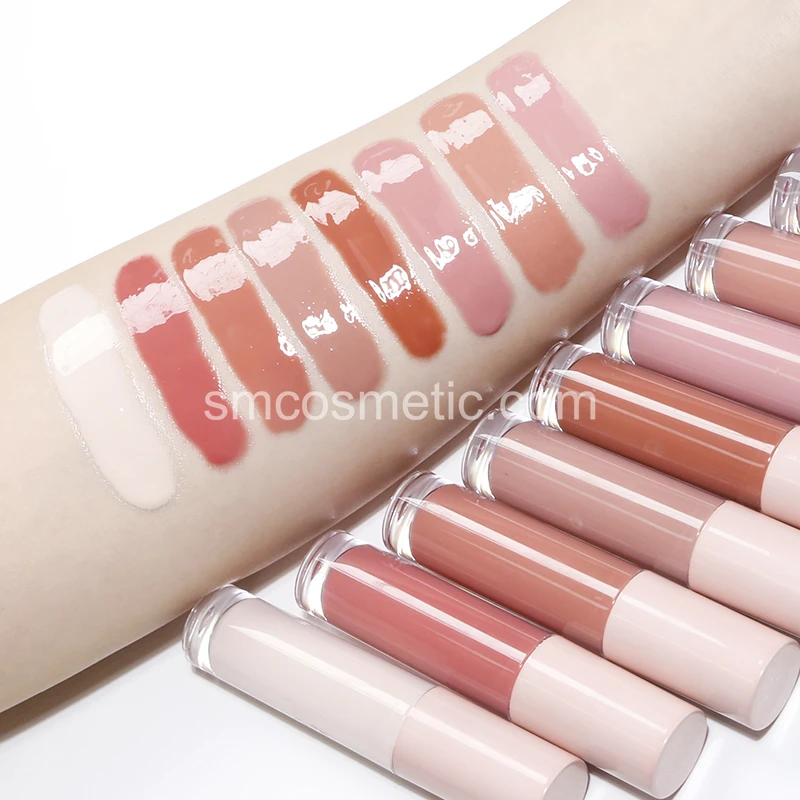 W Dark Brown Lip Gloss Vendors  Clear customized lip gloss boxes packaging lip gloss with big brush vegan cruelty free