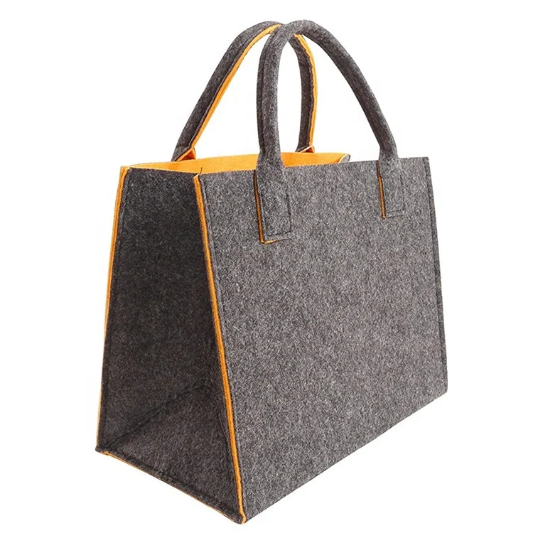 Bicolor Heavy Duty Tall Felt Shopping Bag, Firewood Bag gray