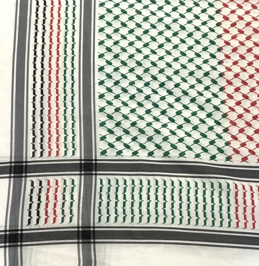 Red Green New Unisex Palestinian Kufiya Flag Scarves 53inch Square Arafat Hatta 100% Cotton Shemagh Keffiyeh Arab Scarf