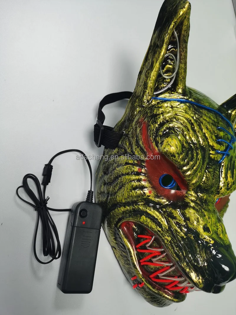 Latest Style Of  PVC Wolf Head Mask Scary Atmosphere Led Halloween Mask Cosplay Party