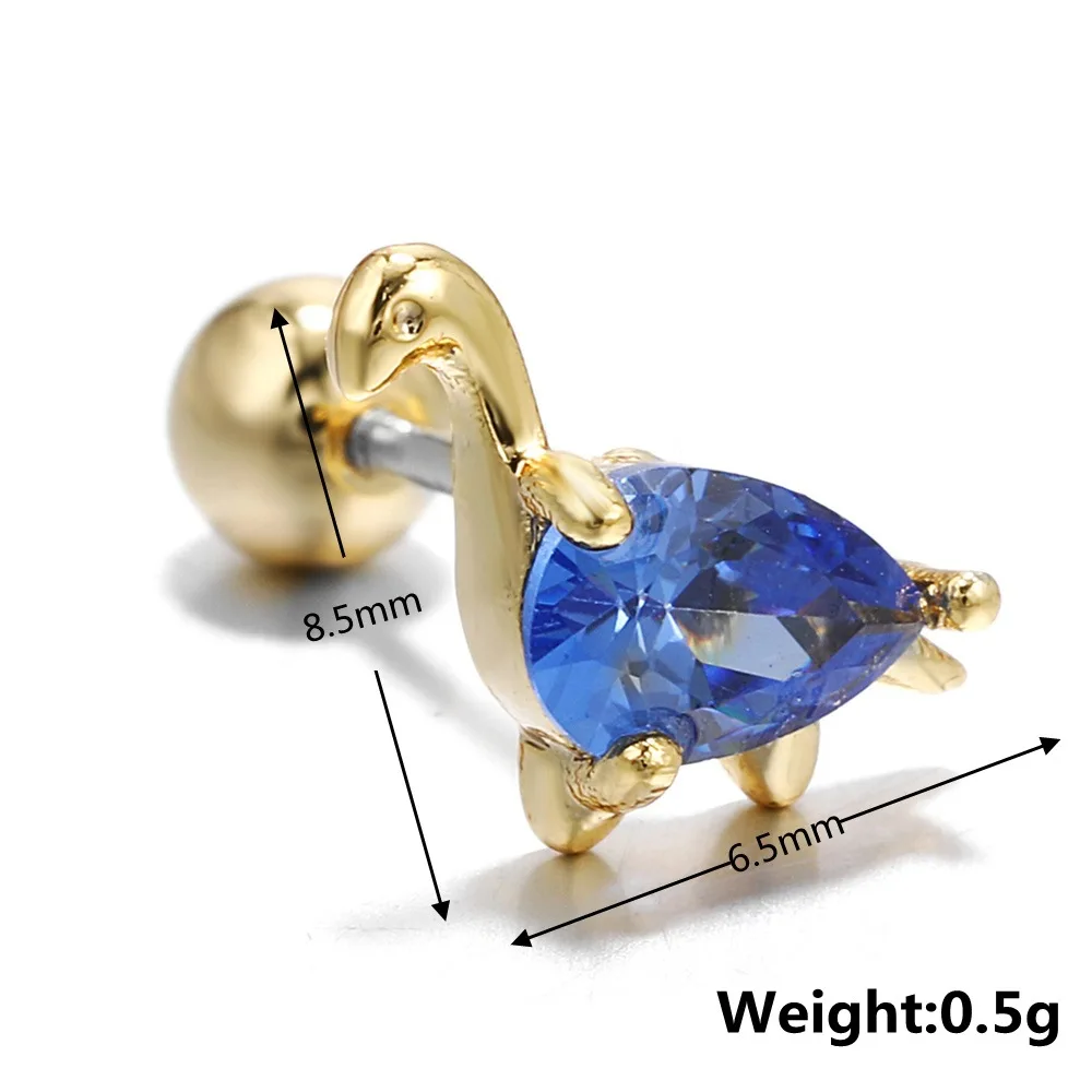 Exquisite Fashion Screw Ball Stud Earrings Piercing Jewelry New Color Zircon Ear Studs 18k Gold Plated Brass for Women Copper