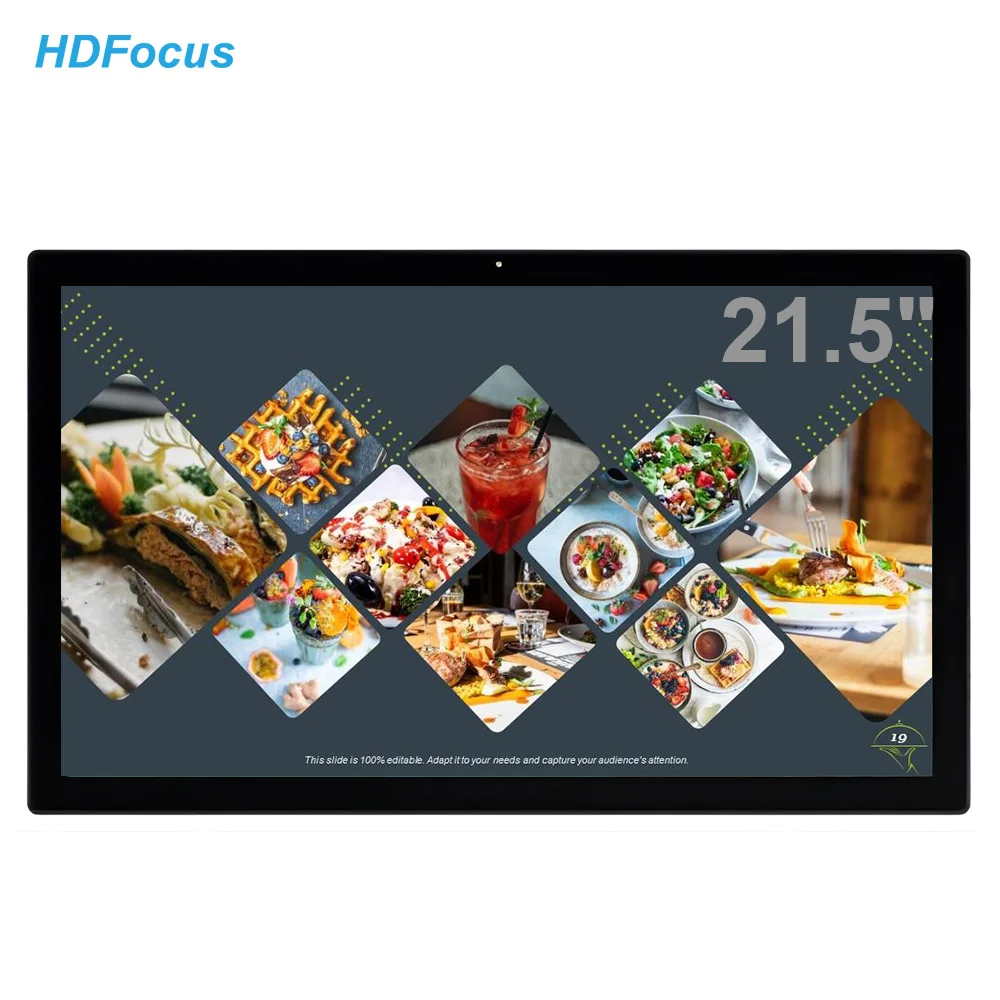 22 Inch USB Media Player Ad Display Tv Glass Screen Display Uhd Video Wall Mount Digital Signage