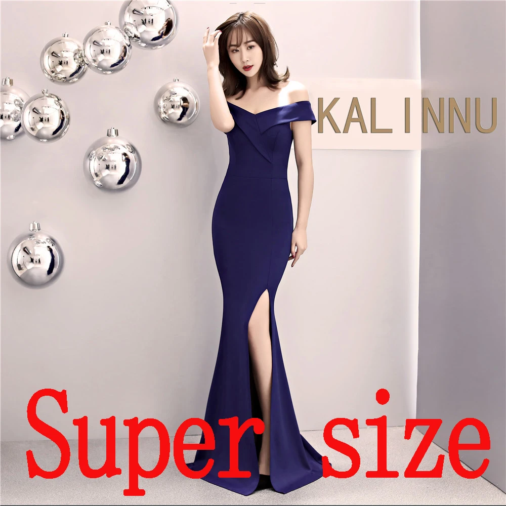 8642-S# kalinnu sweetheart long slit One-Shoulder long sexy prom evening dress sexy Fat Lady Dress Plus Size Dress Super Size