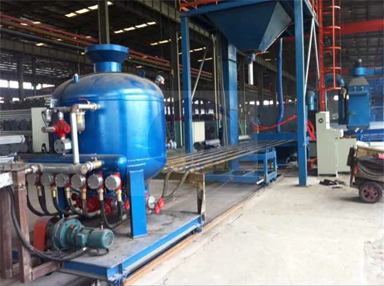 Internal/external steel pipe surface treatment cleaning shot blasting line