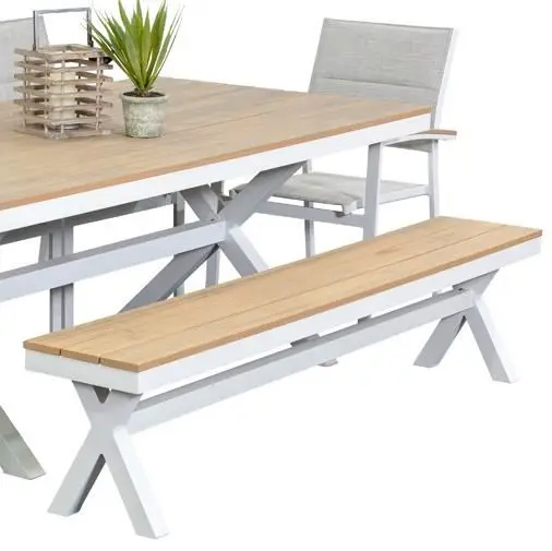 Cheap price outdoor garden aluminum and teak wood bench A5231