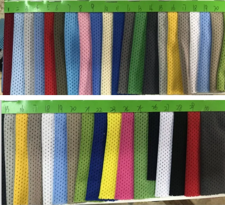 In Stock  clothing fabric 100%polyester Breathable elastic mesh fabric  for sportswear