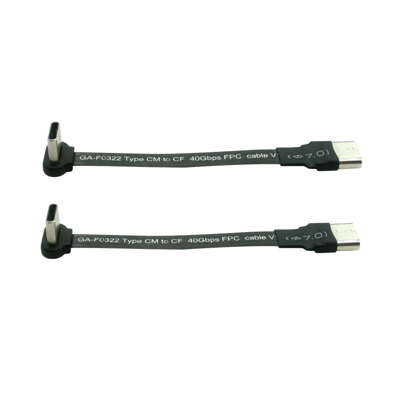 New Design Flat Straight USB A Male To 90 Degree USB C Male Thin Flat Soft flexible FPC charge Cable