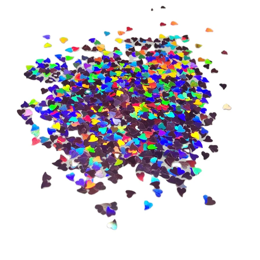 Glitter hot sale skew heart shape 4mm glitter flake for decoration