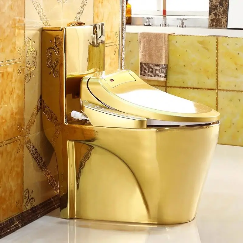 Automatic sensor flush gold plated smart bidet one piece toilet