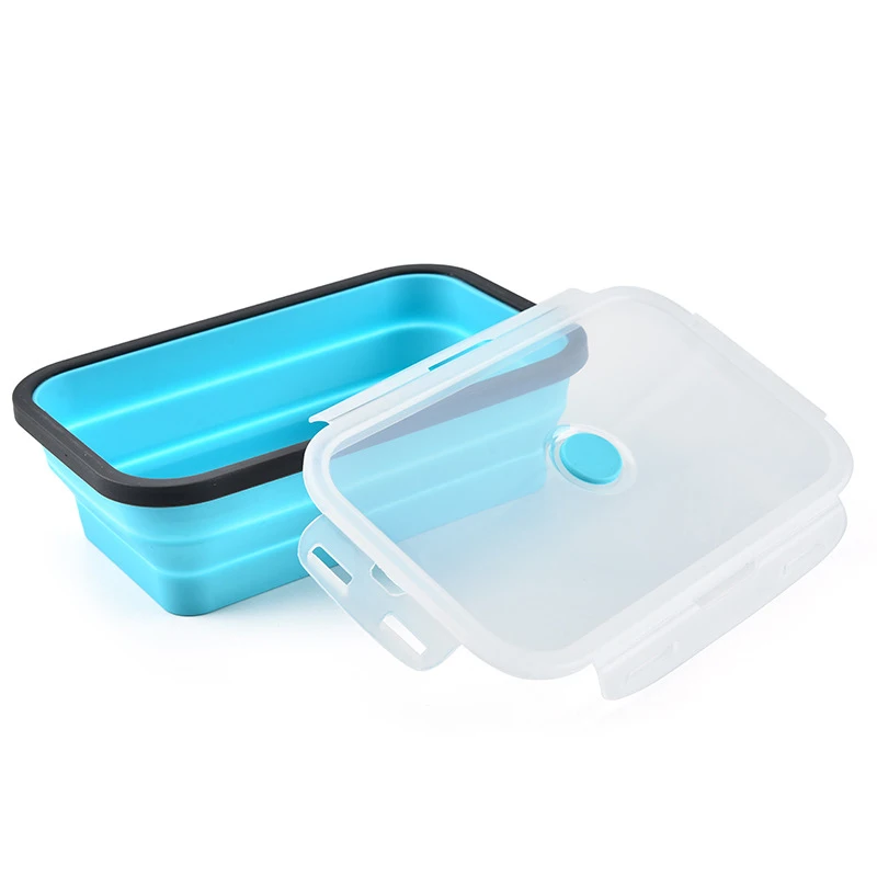 4 pcs clear food storage sealed container box japanese custom  plastic silicone adult collapsible bento lunch box