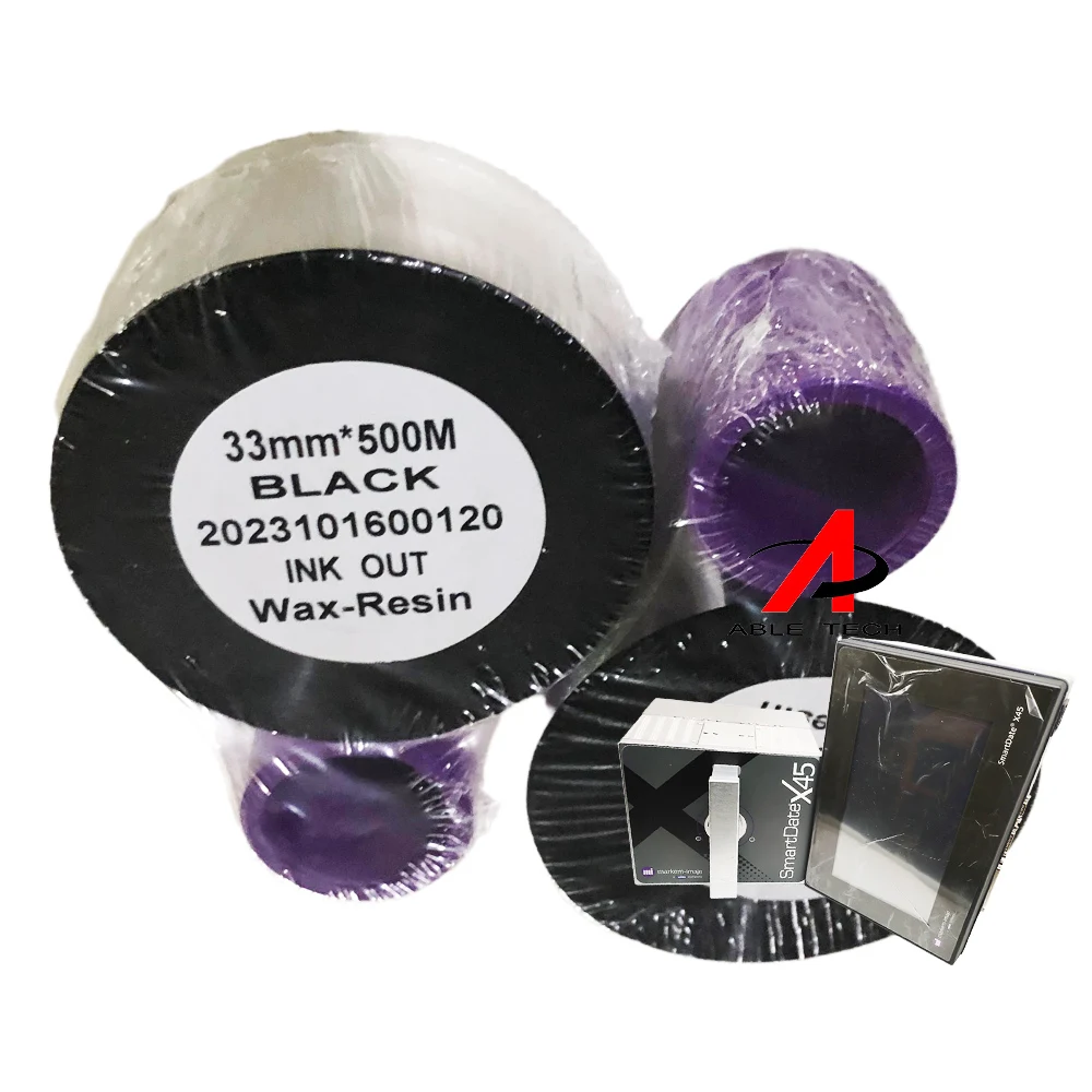 Black white 55*450 55*600 anti scratch jumbo rolls tto machine ribbons custom slitting