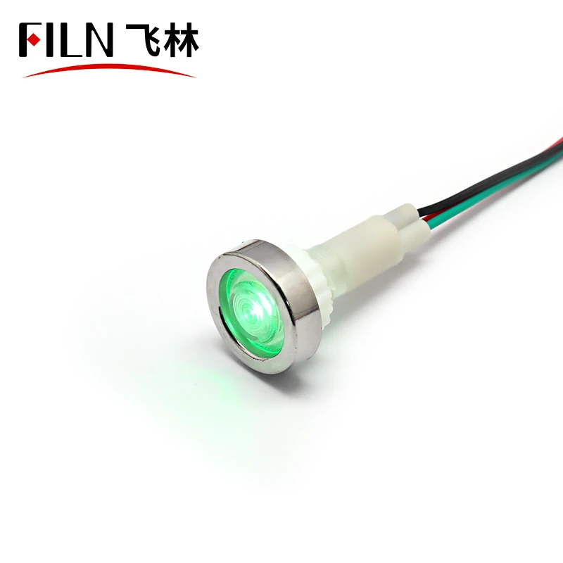 Filn 10MM 3V 6V 20mA White Red Coffee Machine Panel Indicator Lights With Wire